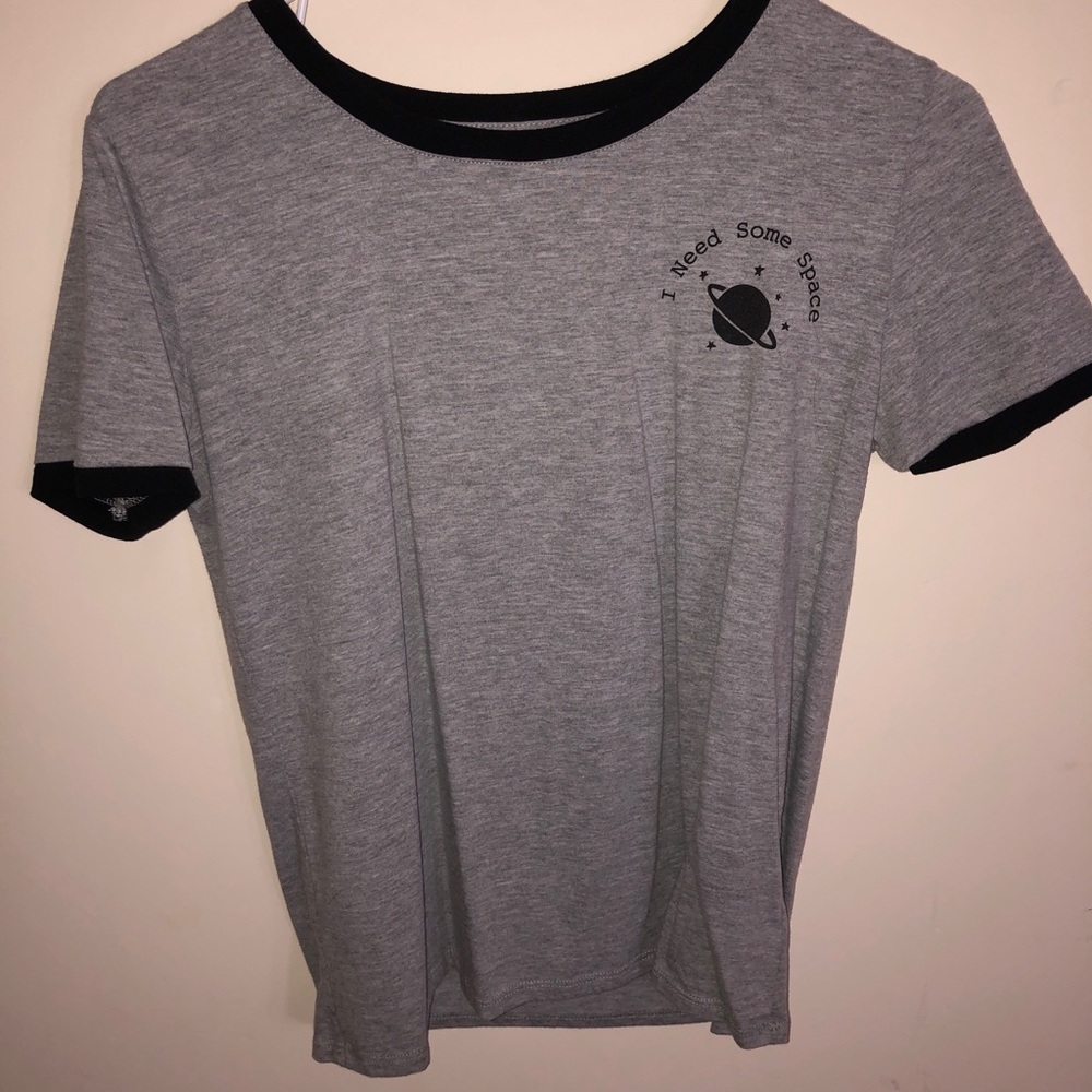 Loose fitting grey shirt